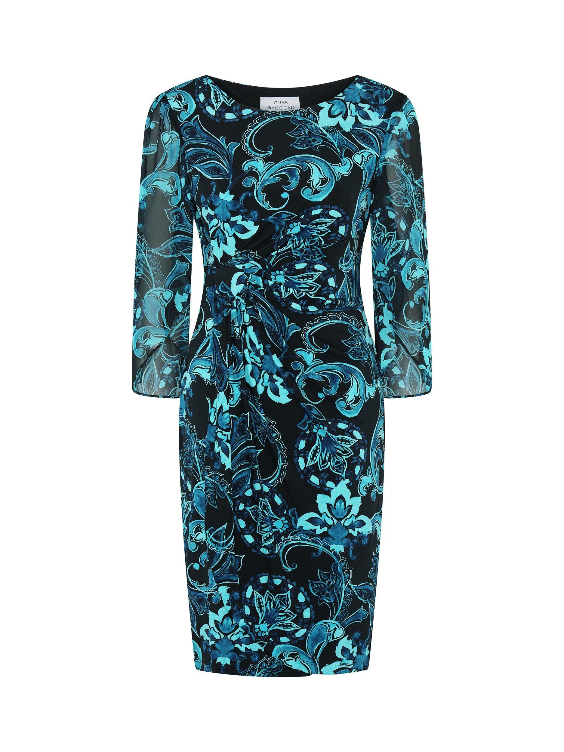 Product image 4 of 6, which shows Gina Bacconi Jersey Dress, Black / Blue, 8