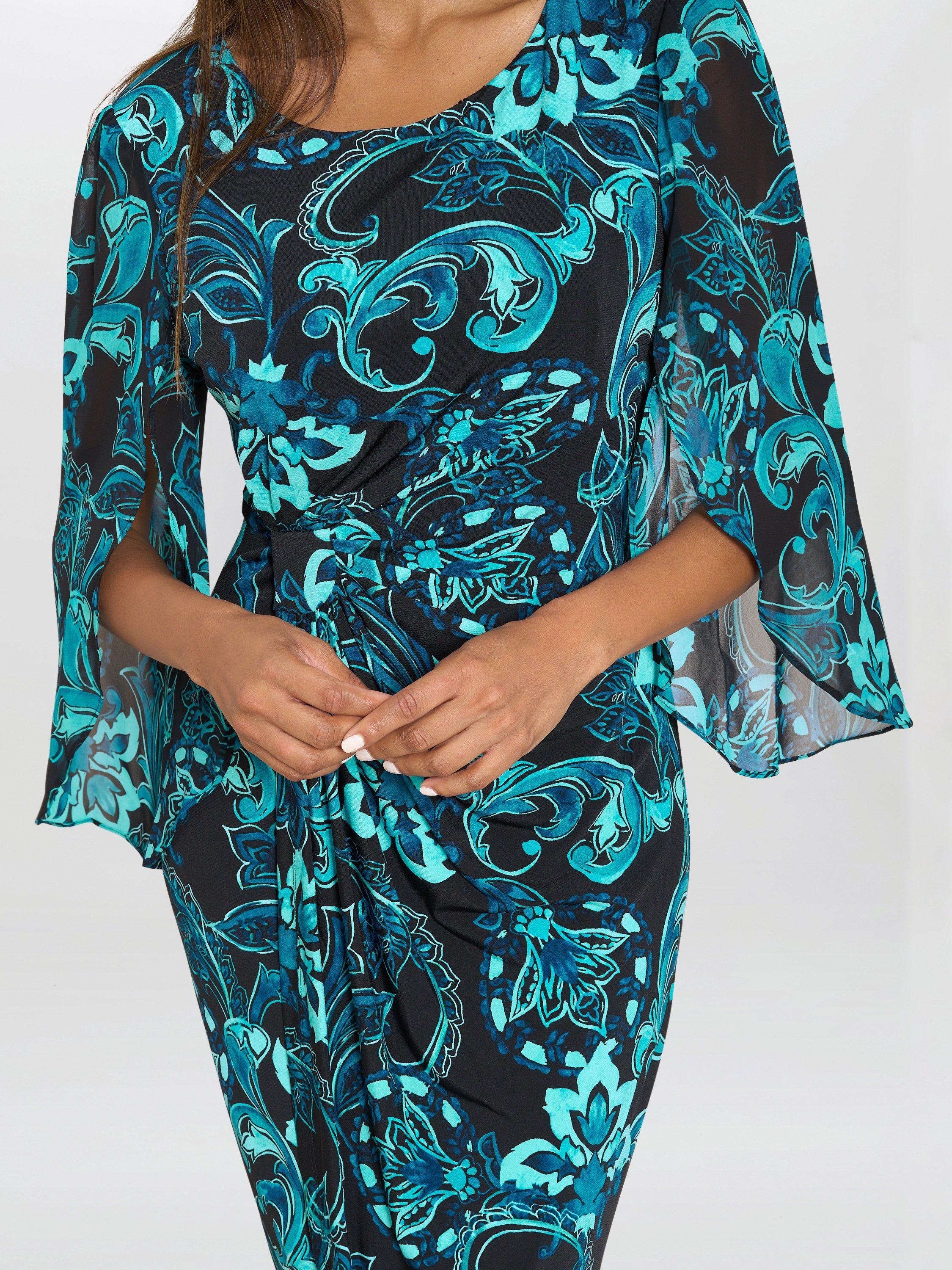 Product image 5 of 6, which shows Gina Bacconi Jersey Dress, Black / Blue, 8