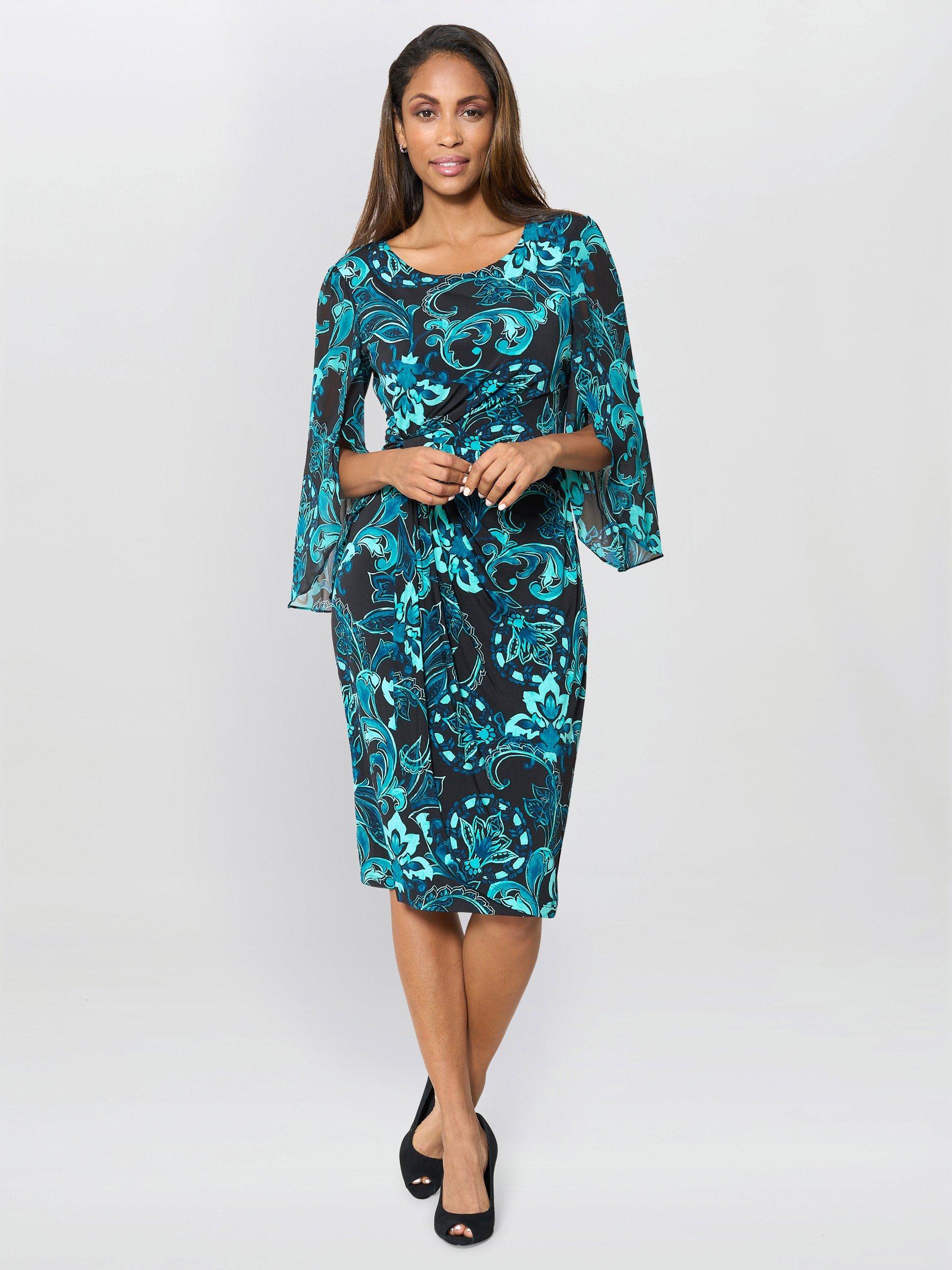 Product image 6 of 6, which shows Gina Bacconi Jersey Dress, Black / Blue, 8