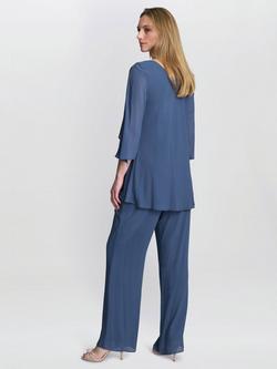 Gina Bacconi Three Quarter Sleeve V Neck Jumpsuit - view 2, Wedgewood