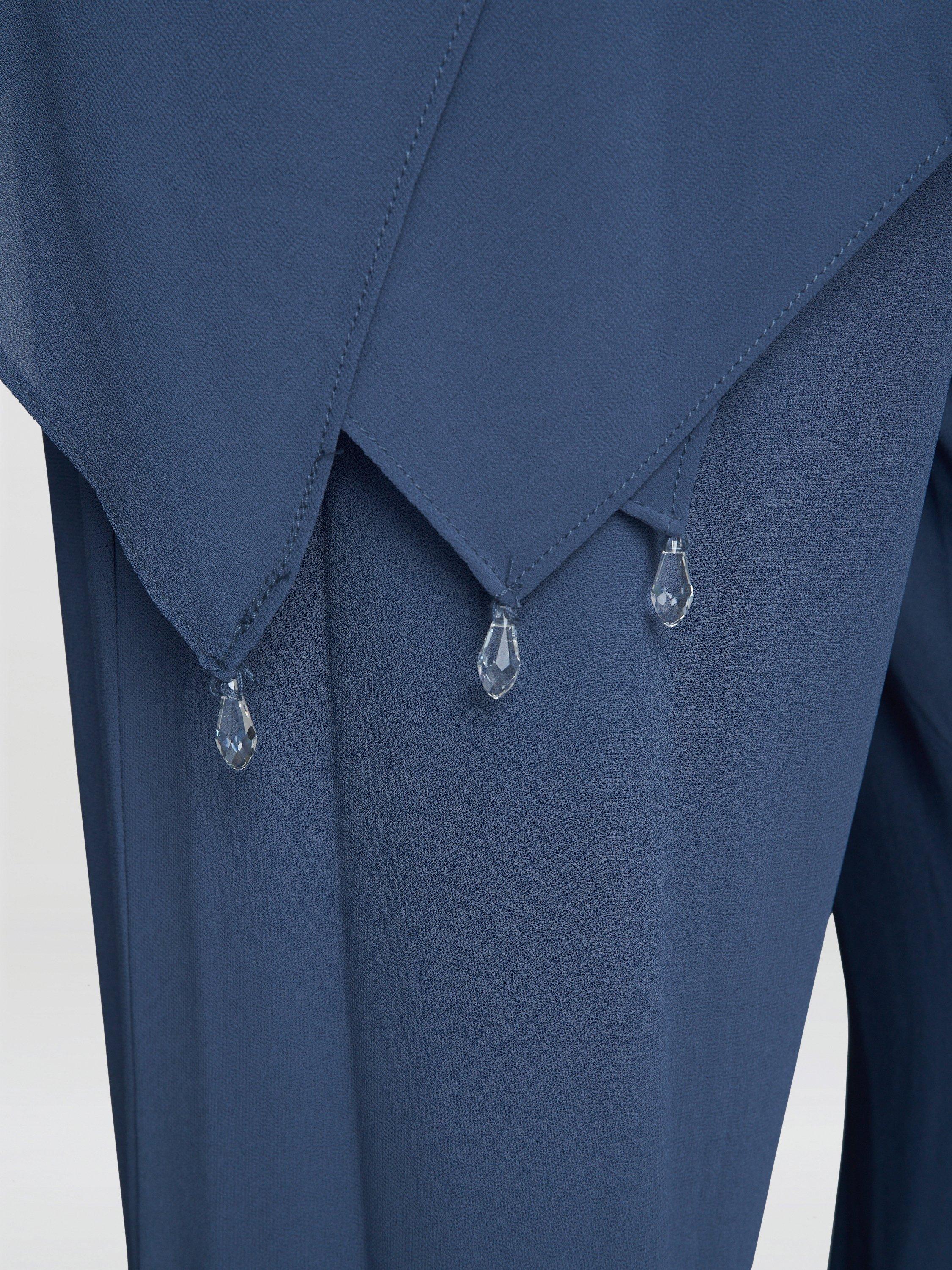 Product image 7 of 7, which shows Gina Bacconi Three Quarter Sleeve V Neck Jumpsuit, Wedgewood, 8