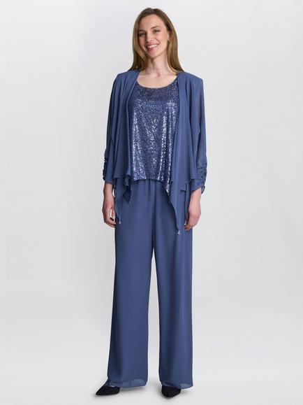 Gina Bacconi Sleeveless Wide Leg Jumpsuit, Wedgewood