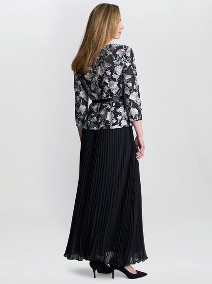 Gina Bacconi  Annie Pleated Maxi Skirt, Black - view 2, Black