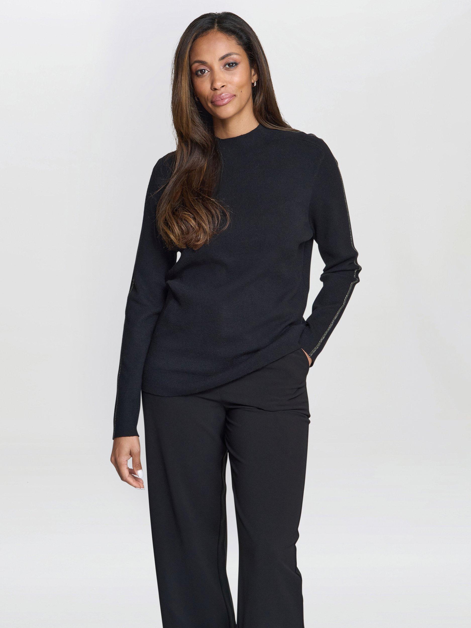 Product image 1 of 6, which shows Gina Bacconi Georgie Knit Jumper, Black, S