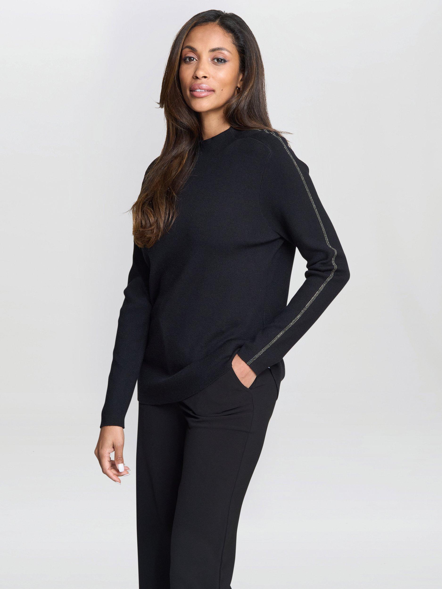 Product image 3 of 6, which shows Gina Bacconi Georgie Knit Jumper, Black, S