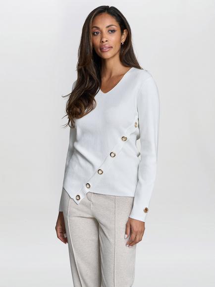 Gina Bacconi V Neck Jumper, Off White
