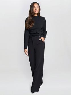 Gina Bacconi Alexia Tailored Wide Leg Trousers, Black, Black