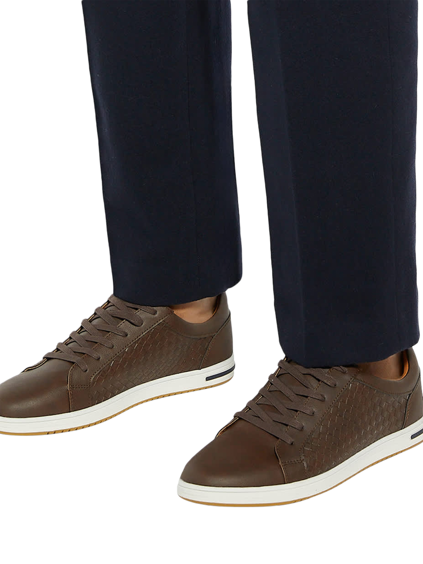 Product image 2 of 6, which shows Dune London Tezzy Weave Wide Fit Trainers, Brown, EU40