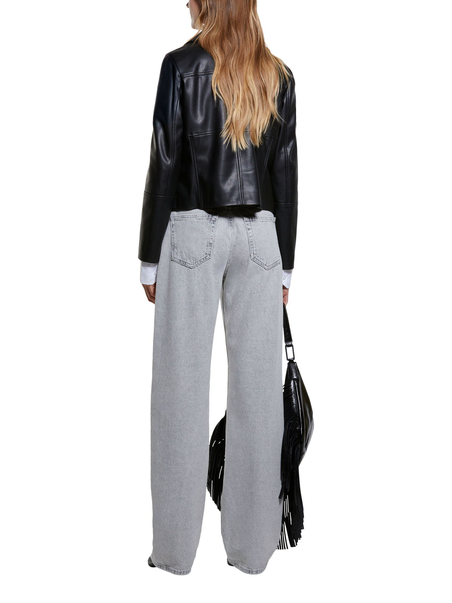 Product image 2 of 3, which shows SISLEY Zip Faux Leather Jacket, Black, 10