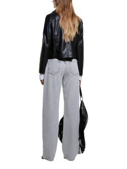 SISLEY Zip Faux Leather Jacket, Black - view 2, Black