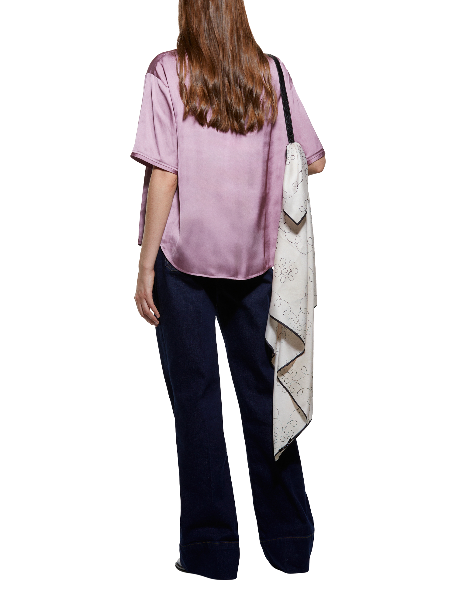 Product image 2 of 3, which shows SISLEY Round Neck Satin Top, Mauve, XS