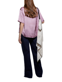 SISLEY Round Neck Satin Top, Mauve - view 2, Mauve