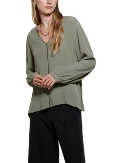 SISLEY V-Neck Long Sleeve Top, Military Green, Military Green