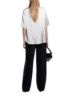 SISLEY Round Neck Satin Top, Ecru - view 2, Ecru