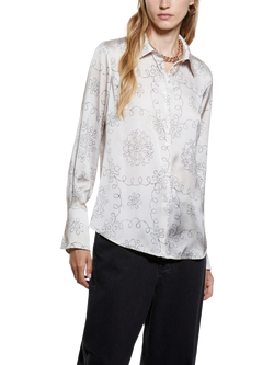 SISLEY Abstract Long Sleeve Shirt, Light Grey, Light Grey