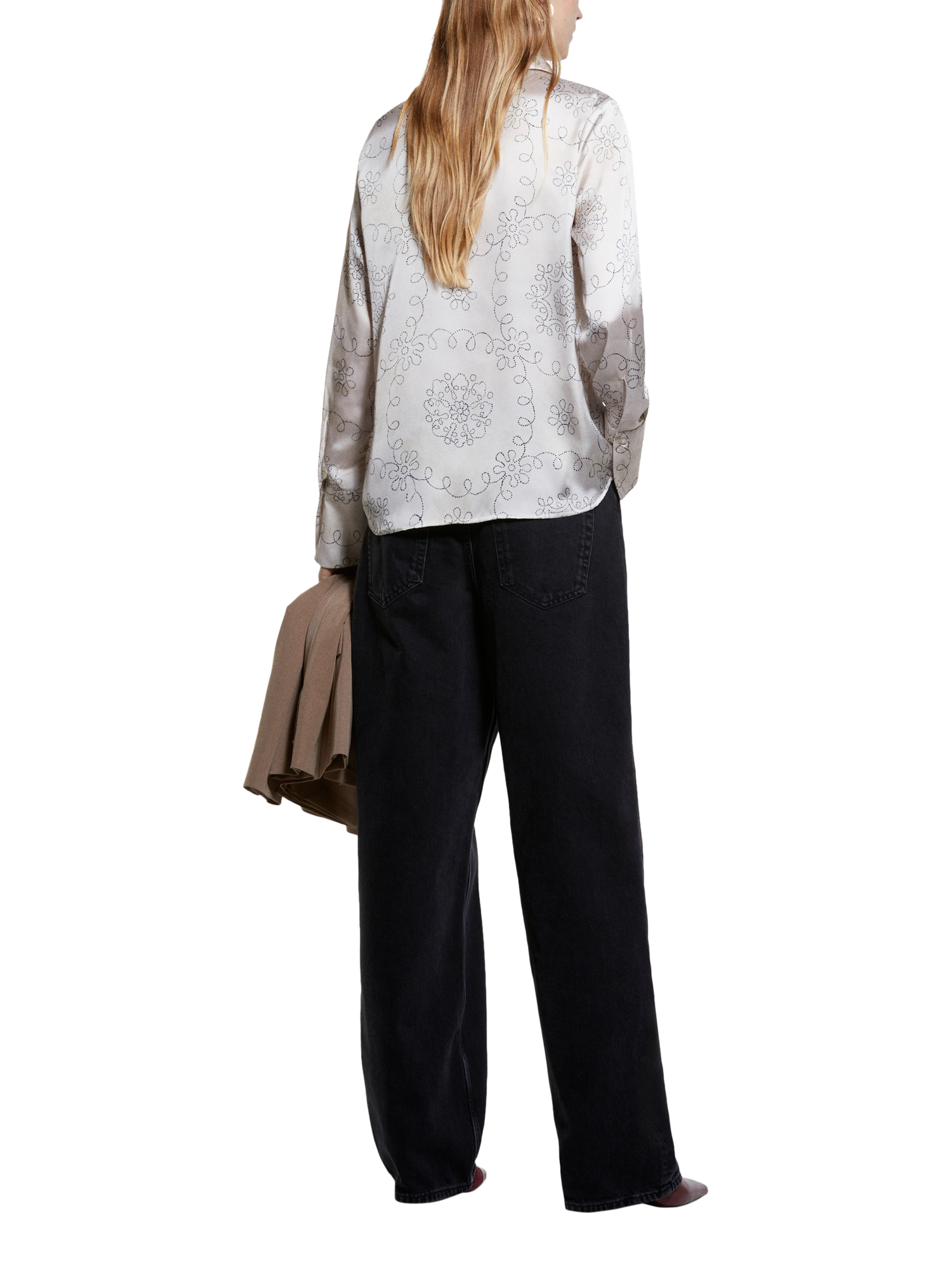 Product image 2 of 3, which shows SISLEY Abstract Long Sleeve Shirt, Light Grey, XS