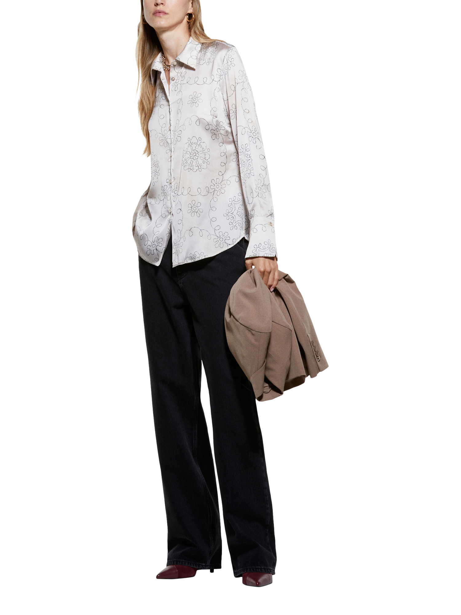 Product image 3 of 3, which shows SISLEY Abstract Long Sleeve Shirt, Light Grey, XS