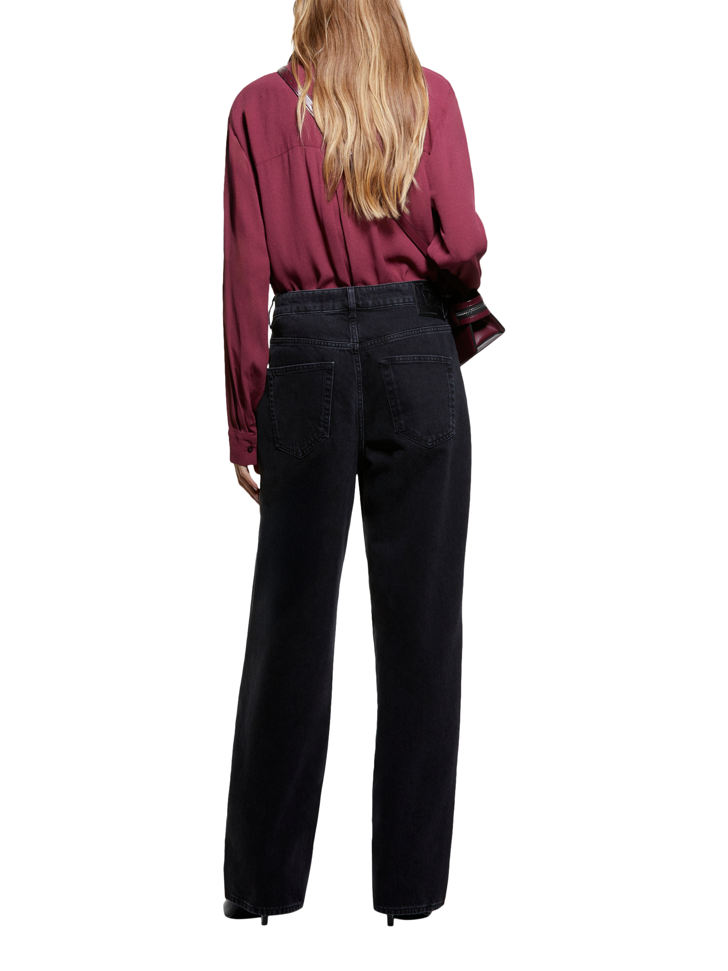 Product image 2 of 3, which shows SISLEY Oversized Buttoned Shirt , Bordeaux, XS