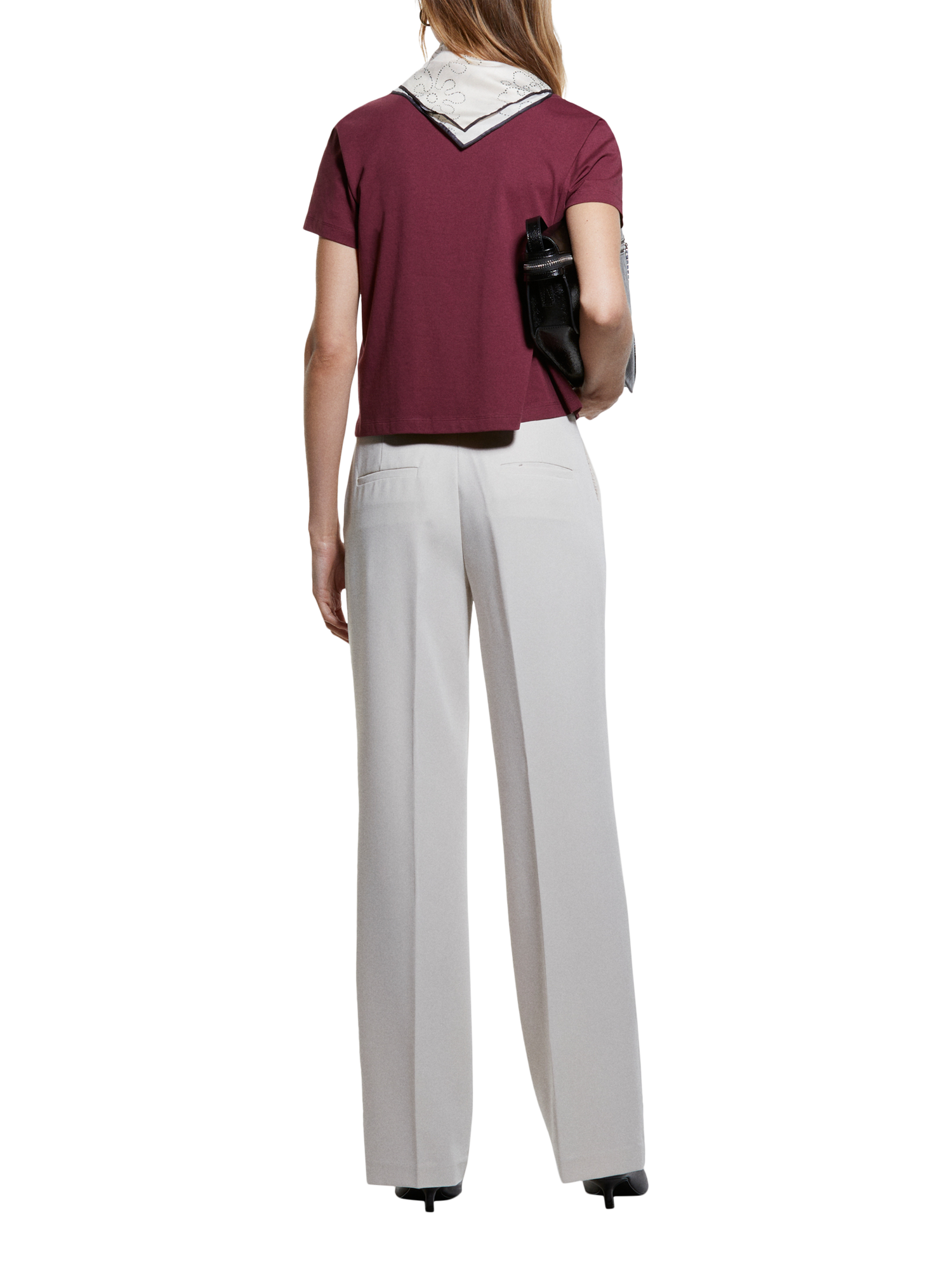 Product image 2 of 3, which shows SISLEY Boxy Fit T-Shirt, Bordeaux, XS