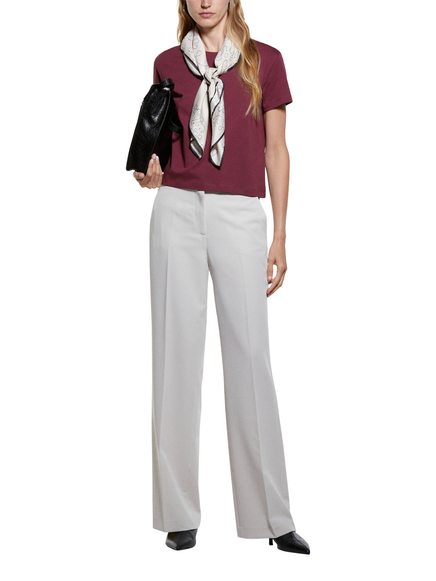 Product image 3 of 3, which shows SISLEY Boxy Fit T-Shirt, Bordeaux, XS