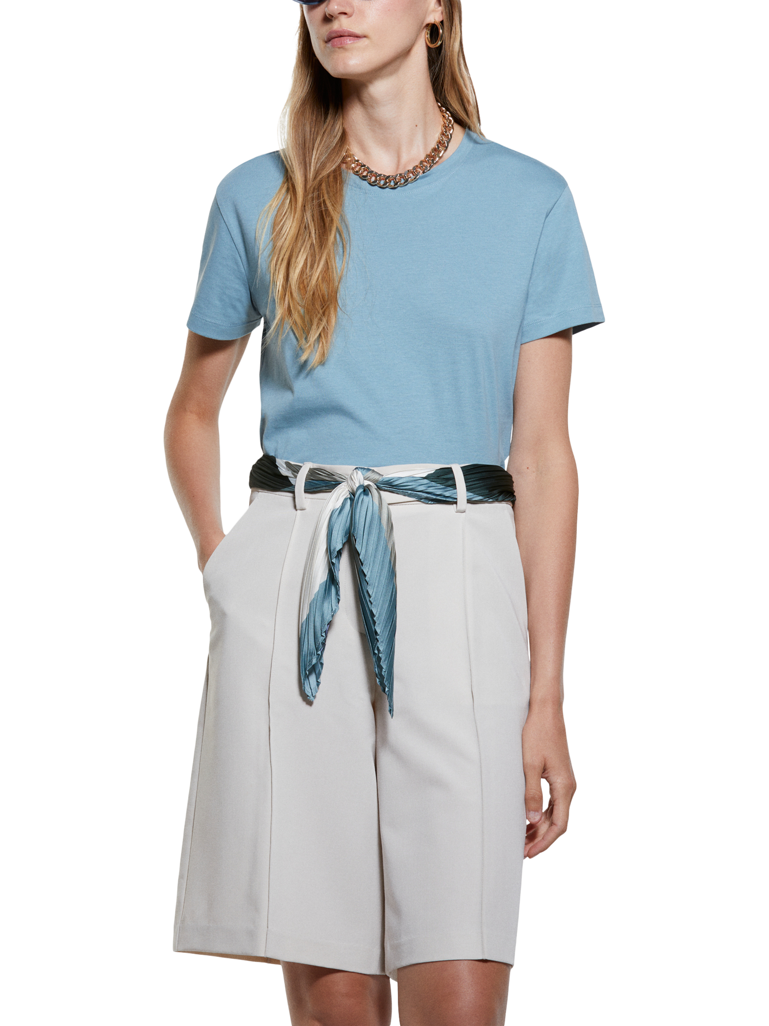 Product image 1 of 3, which shows SISLEY Boxy Fit T-Shirt, Turquoise, M