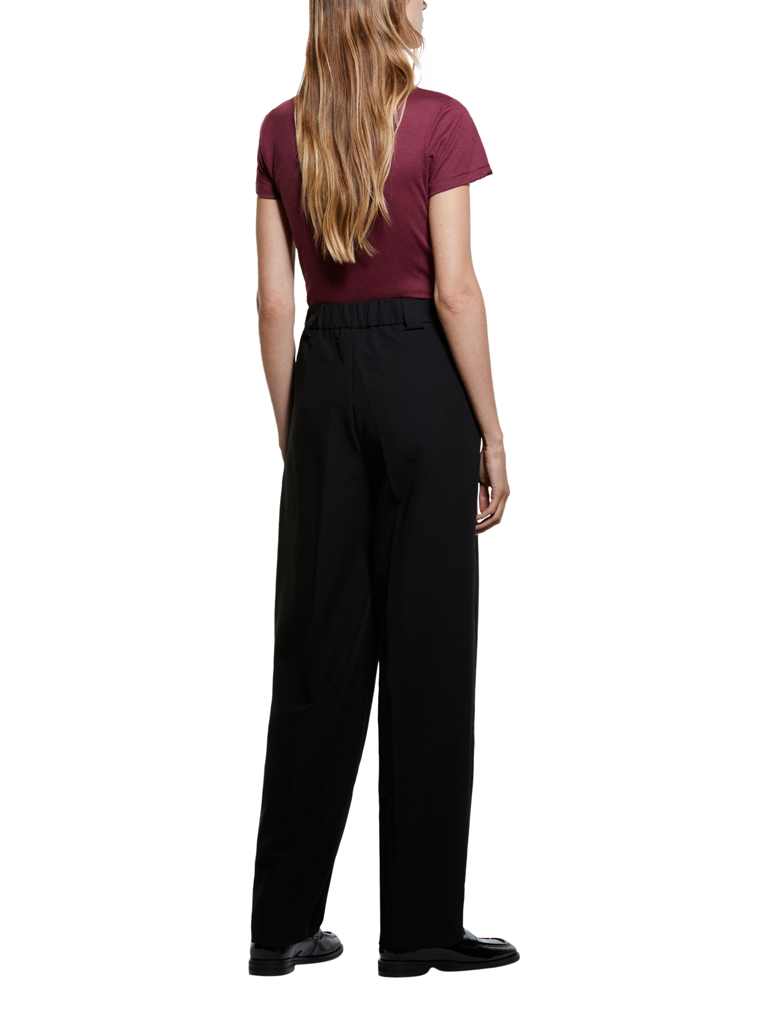 Product image 2 of 3, which shows SISLEY Crew Neck Cotton Blend T-Shirt, Bordeaux, L