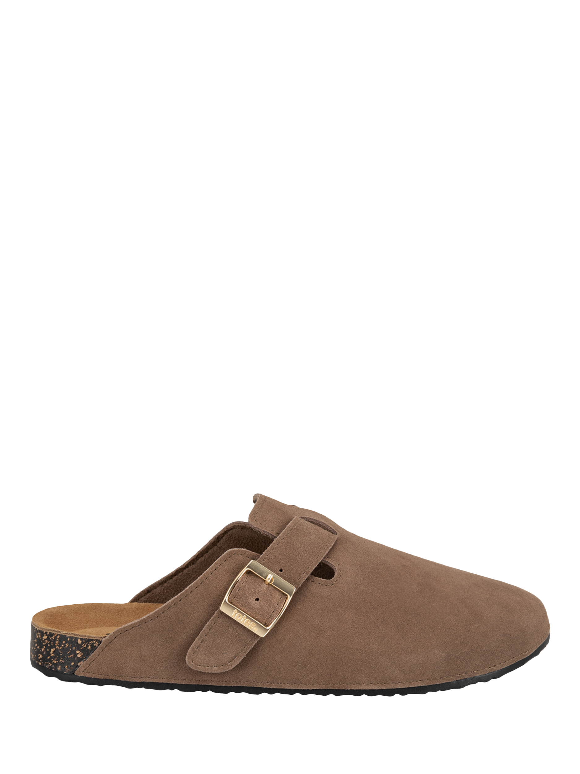 Product image 1 of 6, which shows totes Women's Suede Clogs, Light Brown, 4