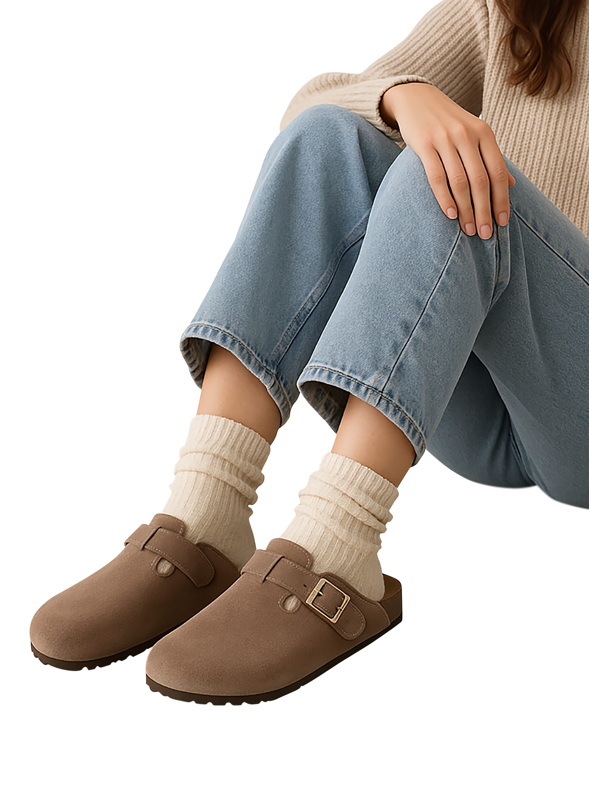 Product image 2 of 6, which shows totes Women's Suede Clogs, Light Brown, 4