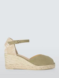 Castañer Bianca Cotton Peep Toe Wedge Heel Sandals, Laurel, Laurel