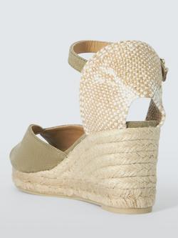 Castañer Bianca Cotton Peep Toe Wedge Heel Sandals, Laurel - view 2, Laurel