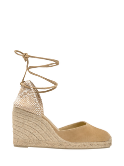 Castañer Carina Suede Wedge Heel Espadrilles, Taupe, Taupe