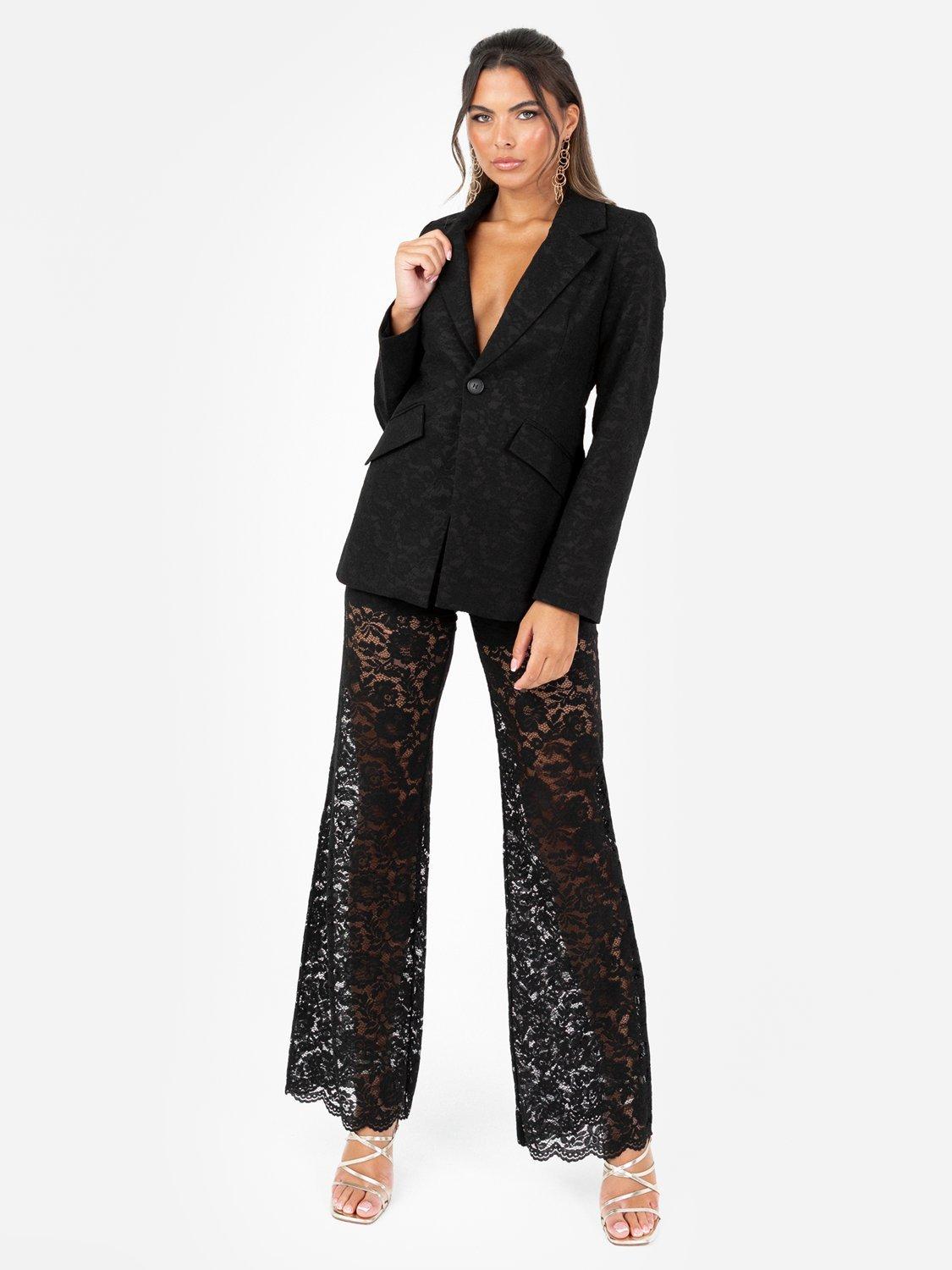 Product image 5 of 5, which shows Maya Deluxe Floral Lace Blazer, Black, 6