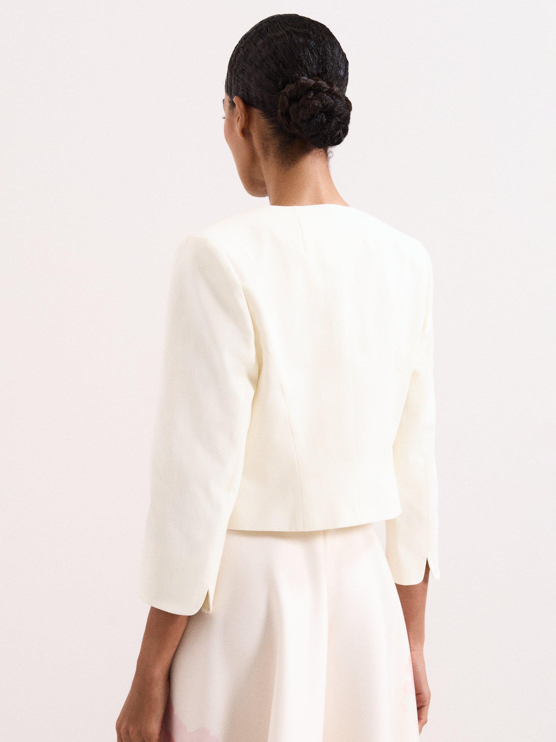 Product image 2 of 7, which shows Phase Eight Elizabeth Collarless Jacket, Cream, 6