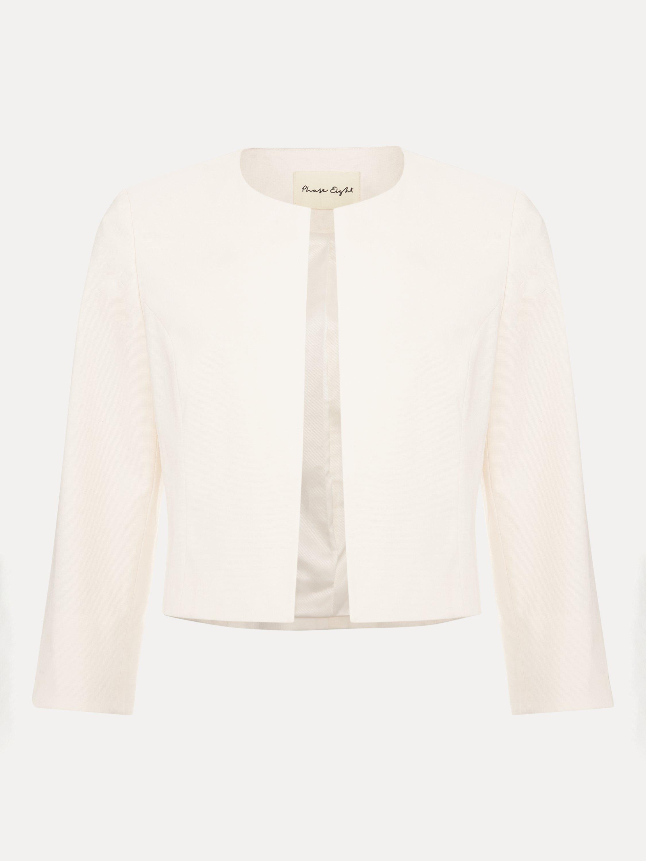 Product image 5 of 7, which shows Phase Eight Elizabeth Collarless Jacket, Cream, 6