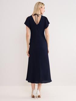 Phase Eight Cosette Ruffle Midi Dress, Navy - view 2, Navy
