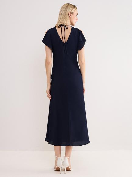 Phase Eight Cosette Ruffle Midi Dress, Navy - view 2, Navy