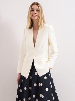 Phase Eight Single Button Twill Blazer, Ivory, Ivory
