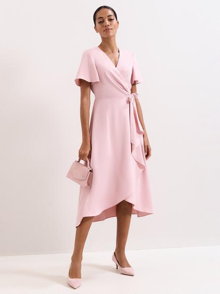 Phase Eight Julissa Ruffle Wrap Dress, Pale Pink, Pale Pink