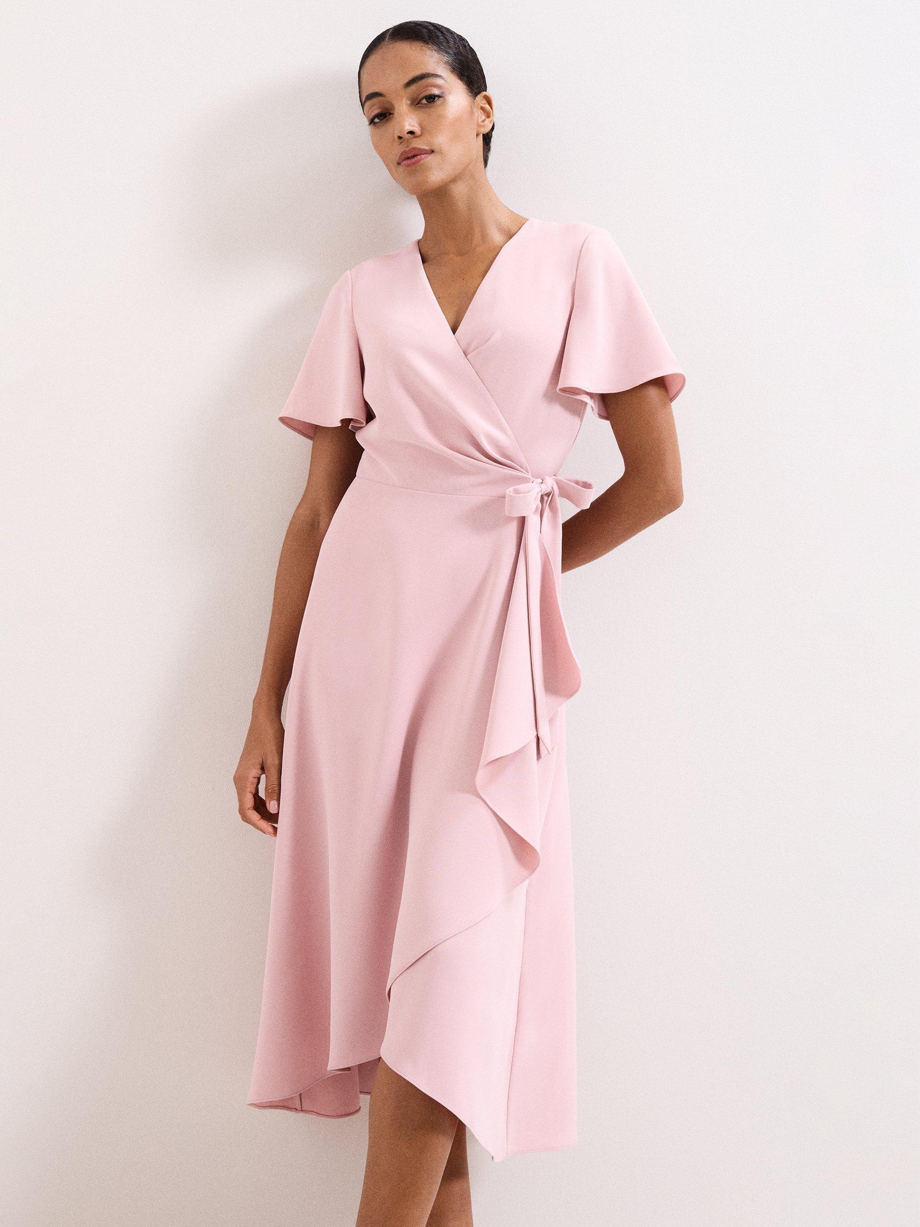 Product image 3 of 9, which shows Phase Eight Julissa Ruffle Wrap Dress, Pale Pink, 6