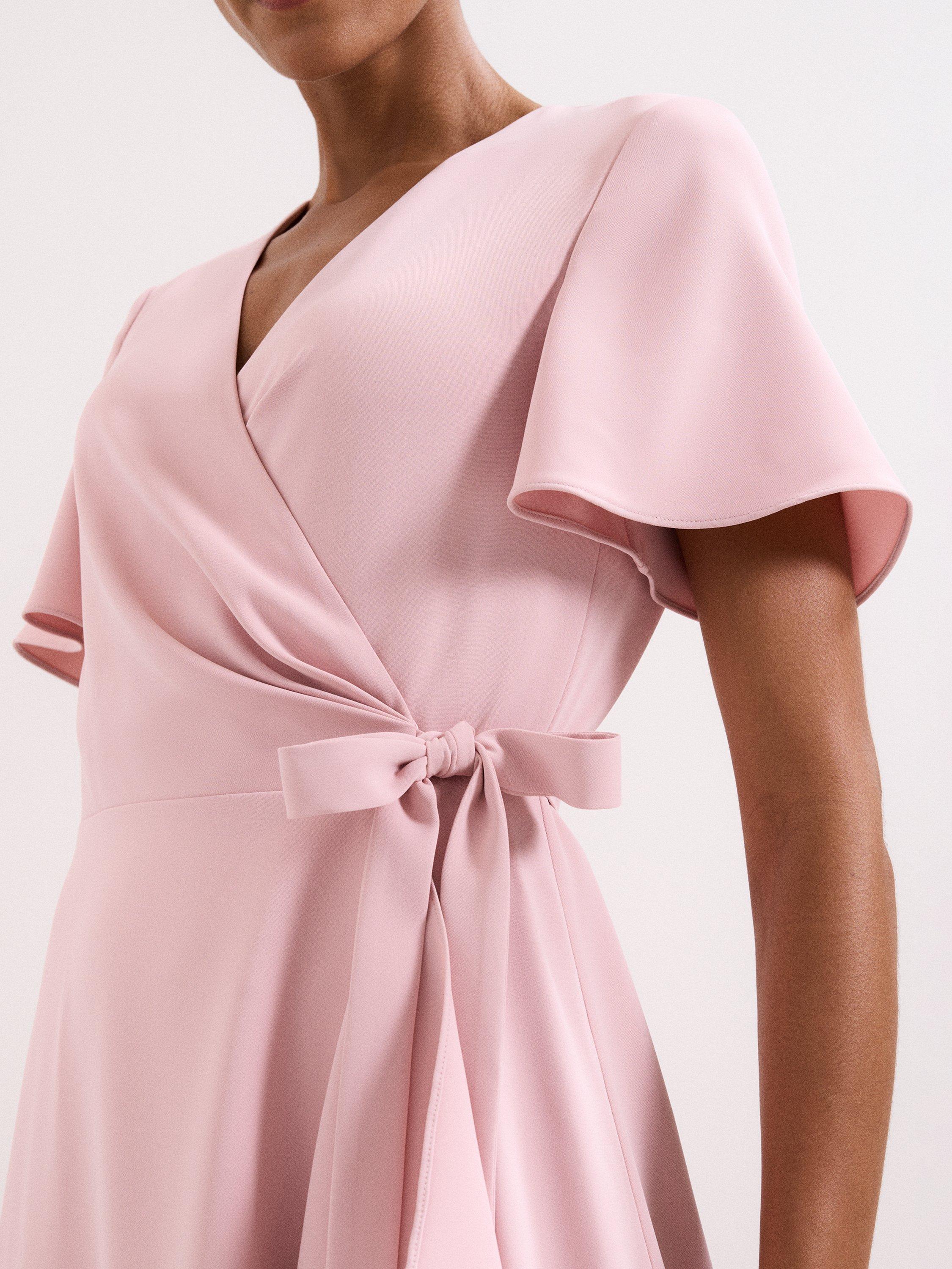 Product image 8 of 9, which shows Phase Eight Julissa Ruffle Wrap Dress, Pale Pink, 6