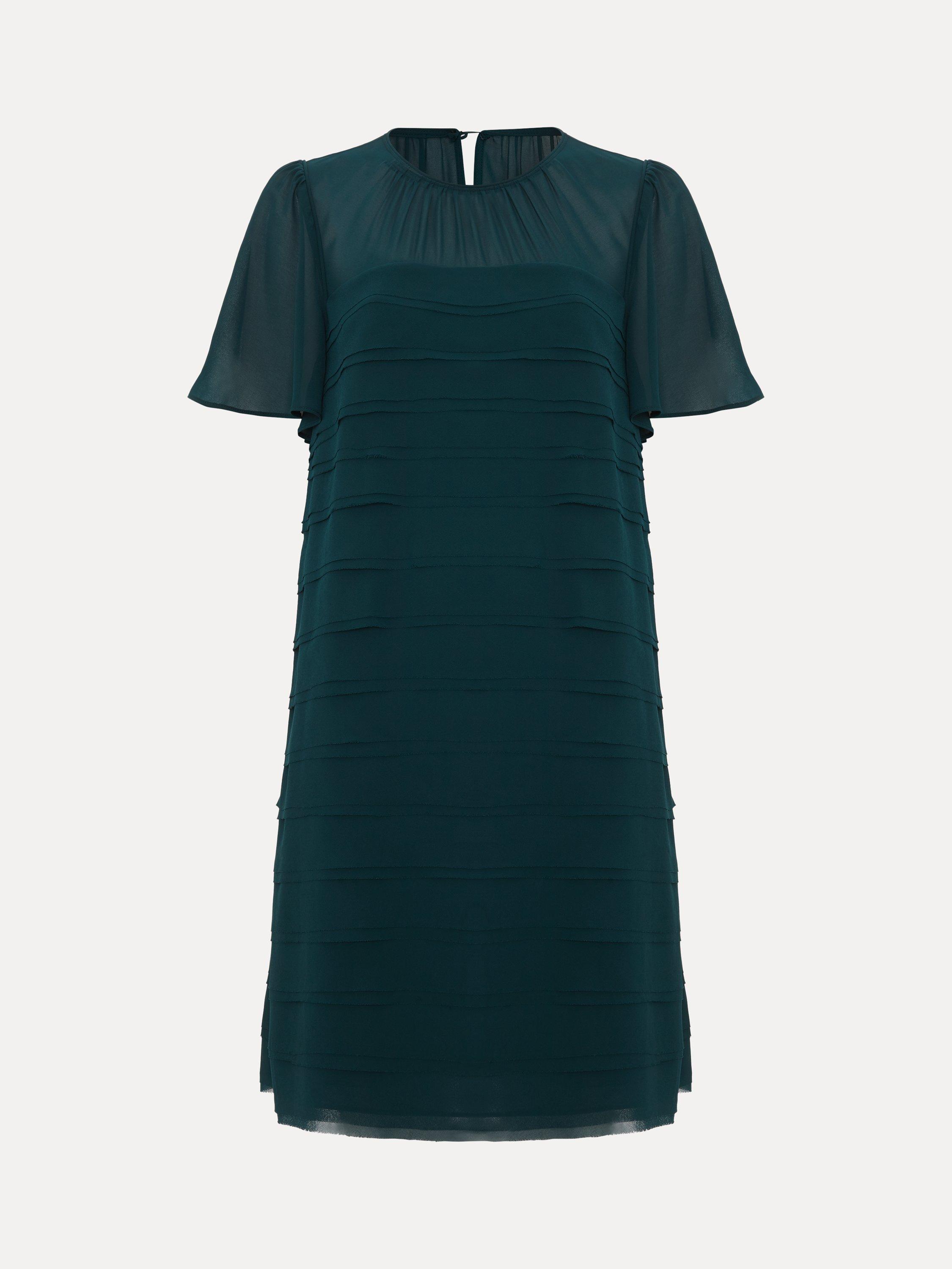 Product image 5 of 7, which shows Phase Eight Fallon Tiered Mini Dress, Teal, 6