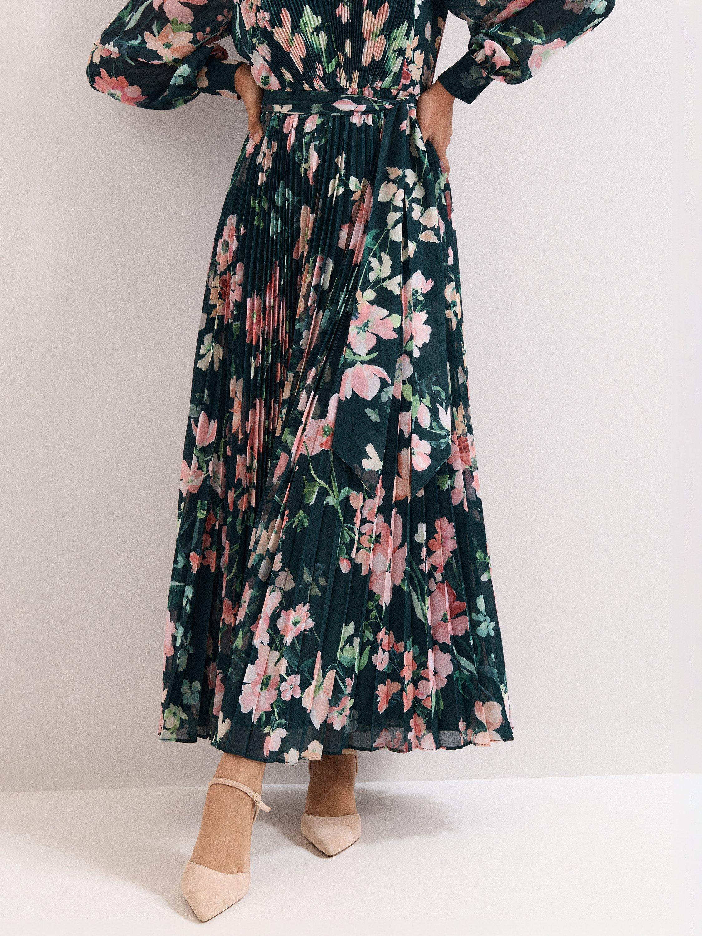 Product image 7 of 7, which shows Phase Eight Petite Rosa Plisse Maxi Dress, Teal, 20