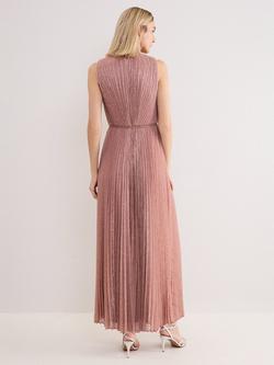 Phase Eight Petite Simara Plisse Maxi Dress, Pale Pink - view 2, Pale Pink
