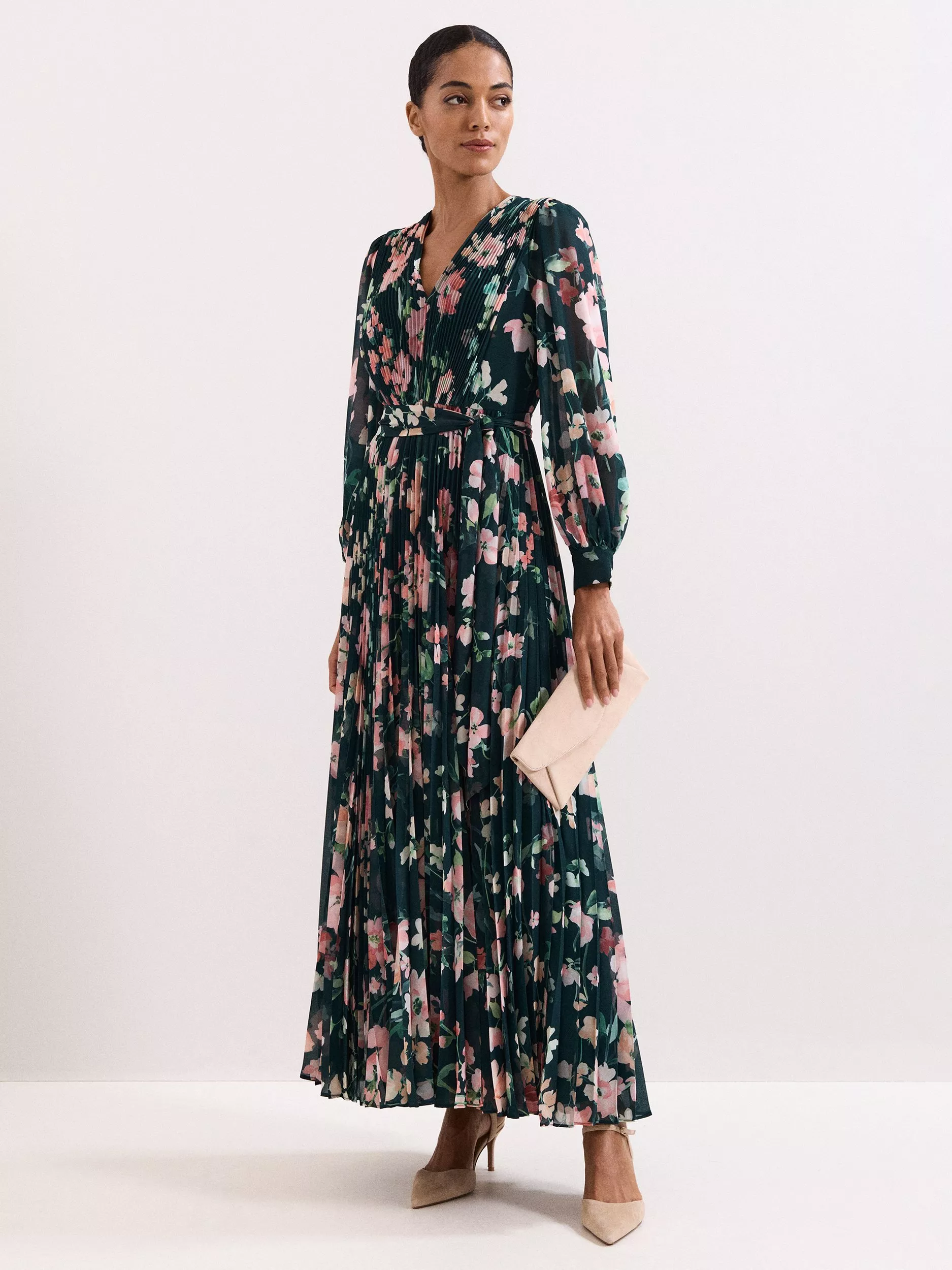 embroidered floral lace dress V Neck Floral Embroidered Lace Midi Dress in Pink main image 1