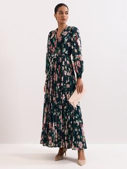 Phase Eight Rosa Floral Plisse Maxi Dress, Teal, Teal