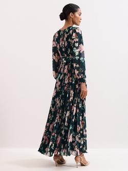 Phase Eight Rosa Floral Plisse Maxi Dress, Teal - view 2, Teal