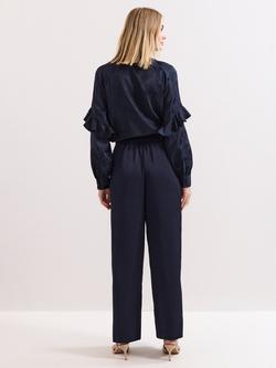 Phase Eight Beccy Satin Trousers, Navy - view 2, Navy