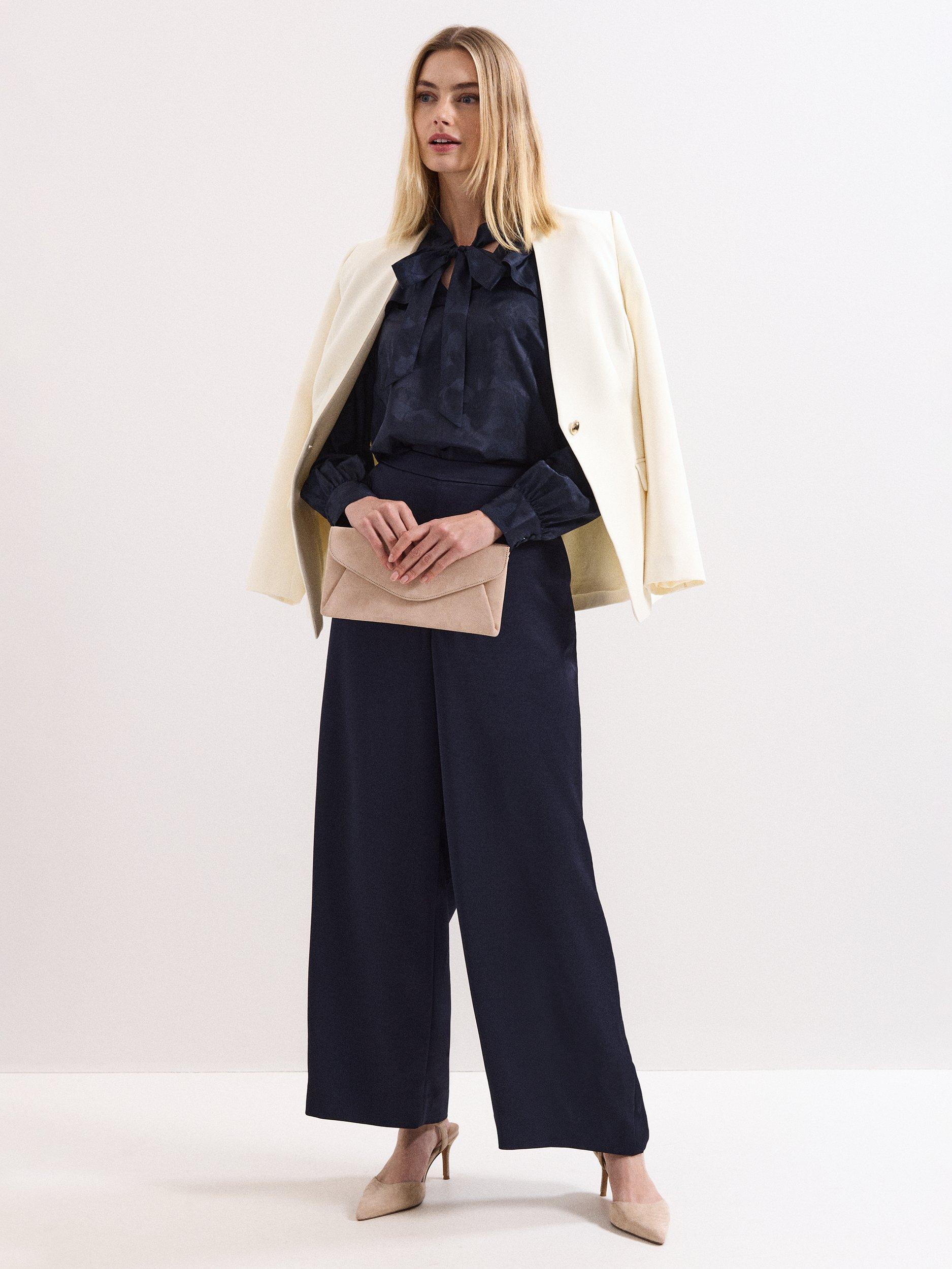 Product image 8 of 8, which shows Phase Eight Beccy Satin Trousers, Navy, 8