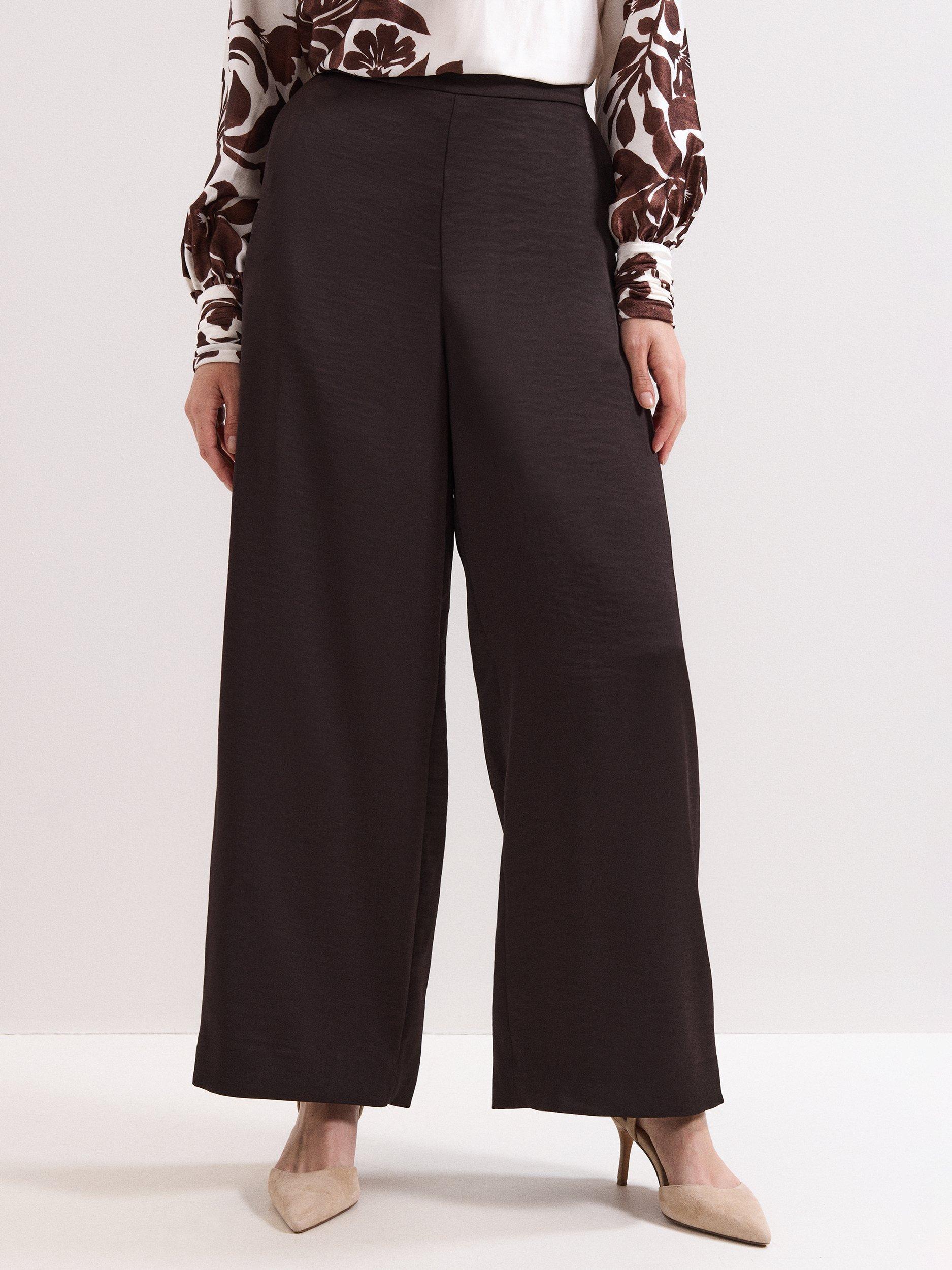 Product image 1 of 7, which shows Phase Eight Beccy Satin Trousers, Brown, 18