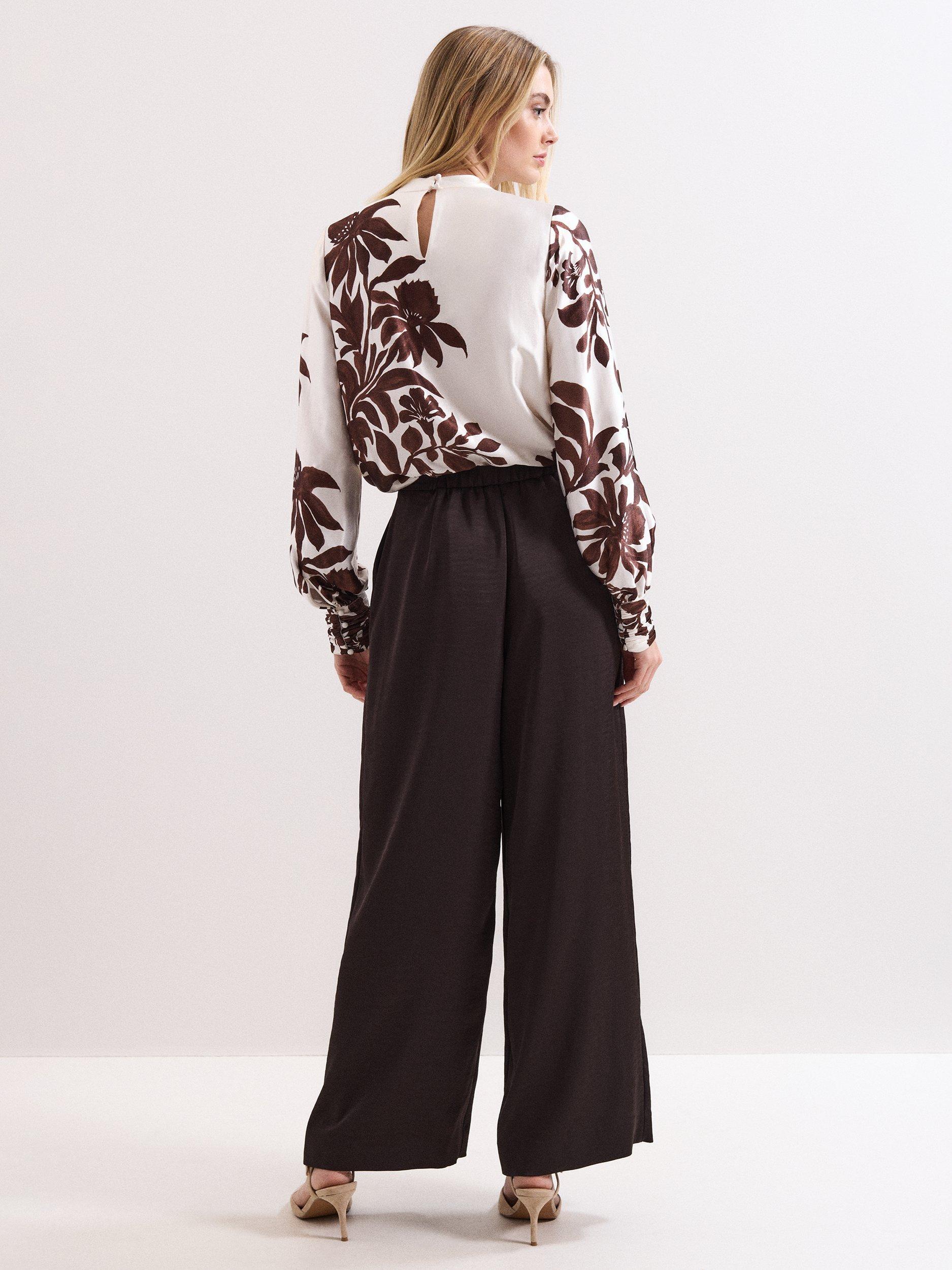 Product image 2 of 7, which shows Phase Eight Beccy Satin Trousers, Brown, 18